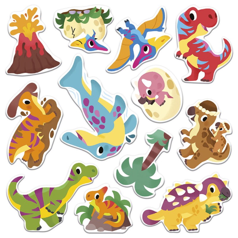 Multizestaw kreatywny 2-latka My arts & crafts Grube naklejki wielorazowe Dinozaury 2+ Janod