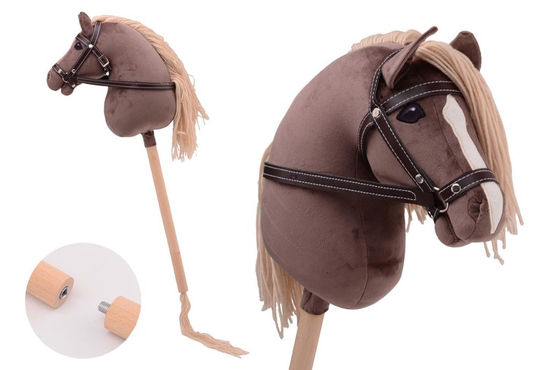 Koń DELUXE na kiju 80cm brown Holly Hobby Horse