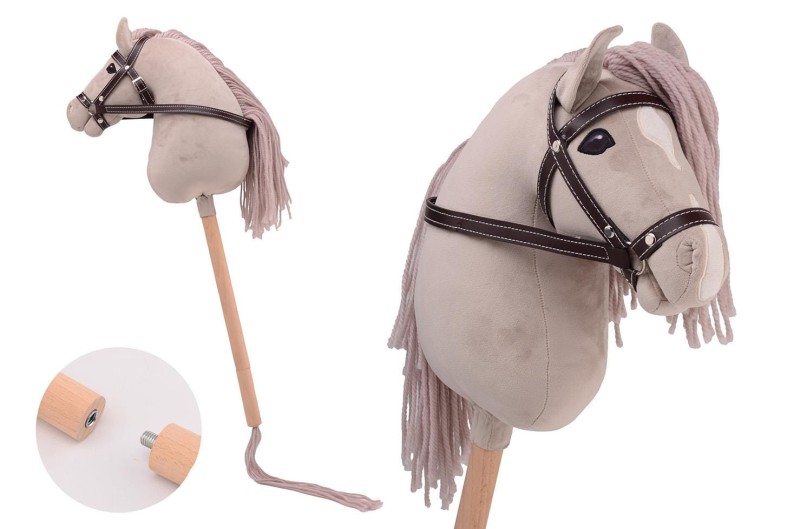 Koń DELUXE na kiju 80cm beige Holly Hobby Horse