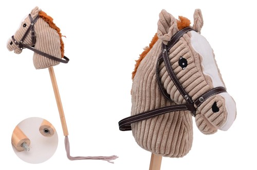 Koń LUX na kiju dźwięk 80cm Taupe Holly Hobby Horse
