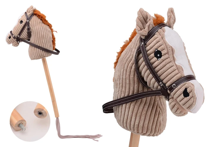 Koń LUX na kiju dźwięk 80cm Taupe Holly Hobby Horse