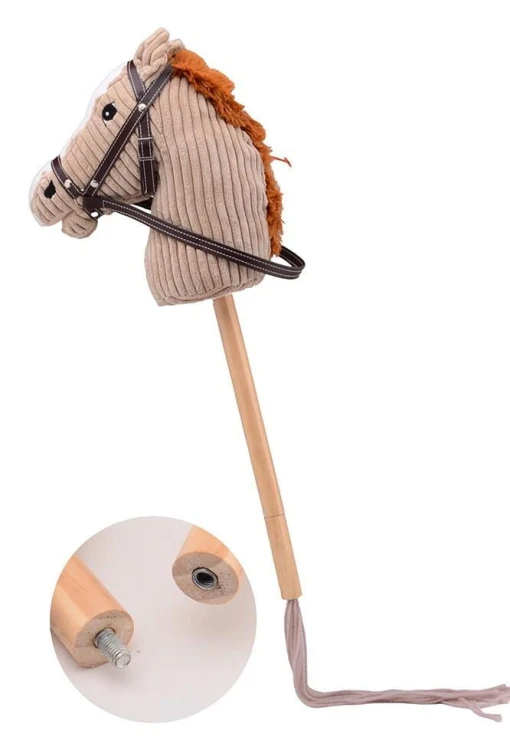 Koń LUX na kiju dźwięk 80cm Taupe Holly Hobby Horse