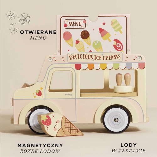 Drewniany samochód retro lodziarnia Dolly zabawka dla dzieci Le Toy Van