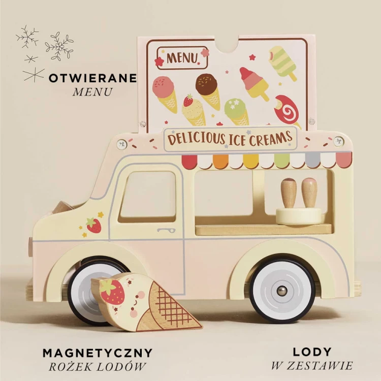 Drewniany samochód retro lodziarnia Dolly zabawka dla dzieci Le Toy Van