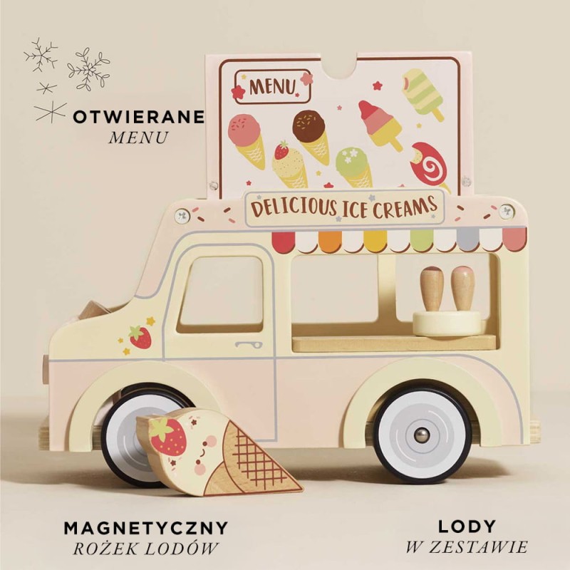 Drewniany samochód retro lodziarnia Dolly zabawka dla dzieci Le Toy Van