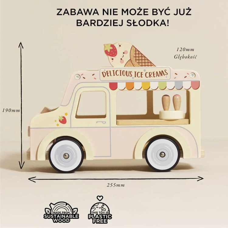 Drewniany samochód retro lodziarnia Dolly zabawka dla dzieci Le Toy Van
