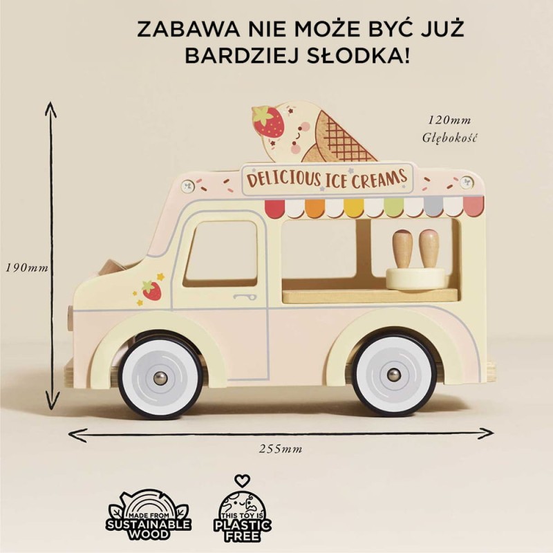 Drewniany samochód retro lodziarnia Dolly zabawka dla dzieci Le Toy Van