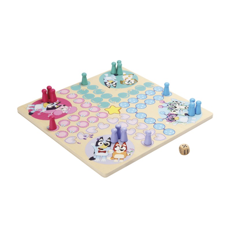 Drewniana gra strategiczna Chińczyk zabawka edukacyjna gry dla dzieci Bluey MICKI