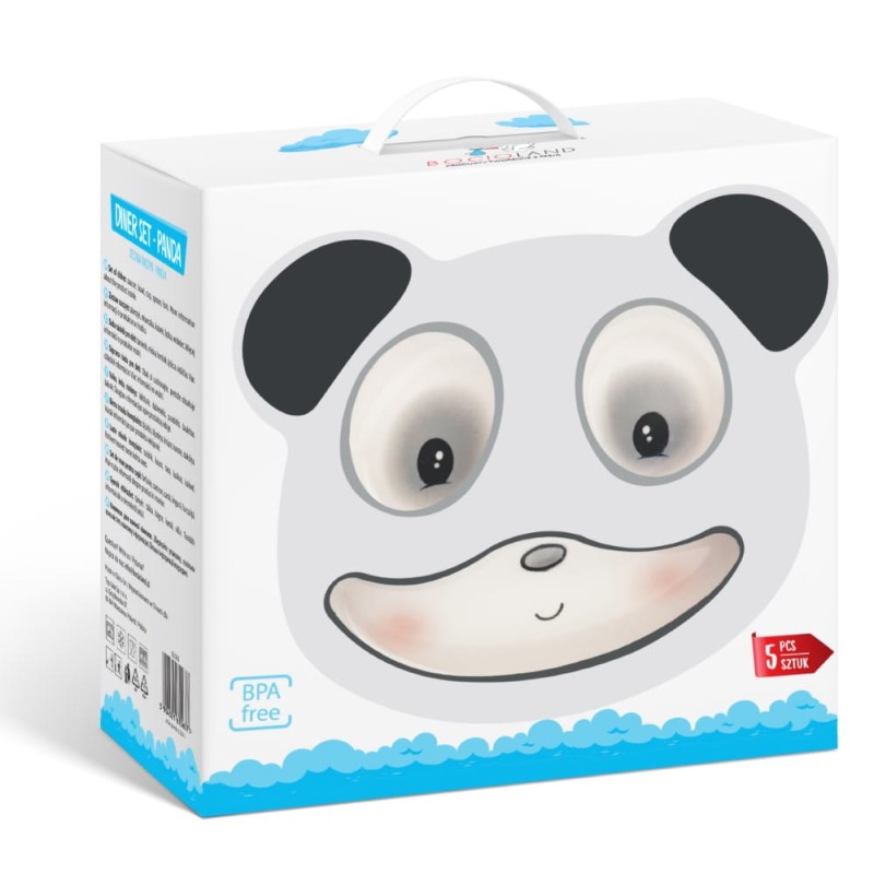 Zestaw naczyń z melaminy 5 elementów Panda Bocioland