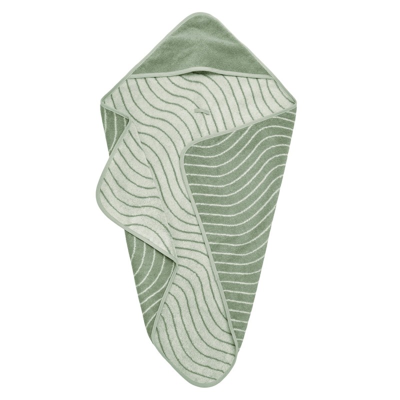 LEANDER - ręcznik z kapturem, Woodland, Sage green