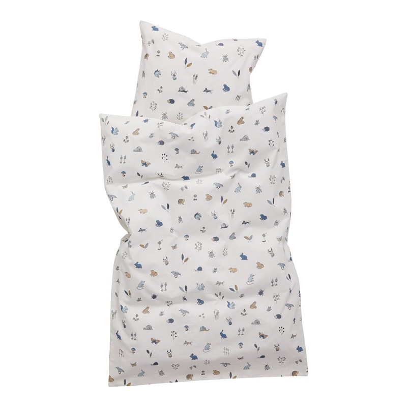 LEANDER - pościel niemowlęca Forest, Organic Cotton, 70x100 cm, Dusty Blue