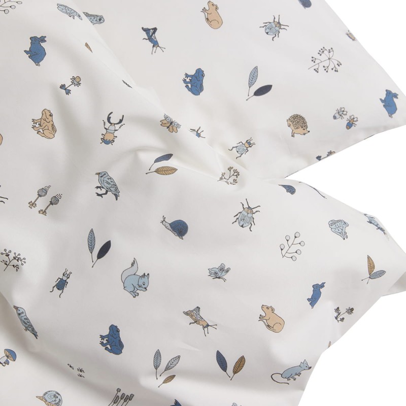 LEANDER - pościel niemowlęca Forest, Organic Cotton, 70x100 cm, Dusty Blue