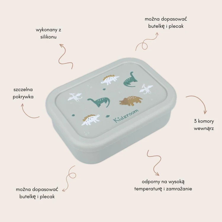 Lunchbox pojemnik silikon Small Dino KIDZROOM