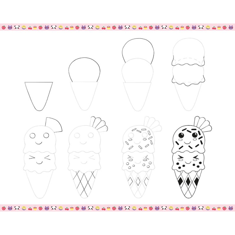 Zestaw kreatywny Rysowanie krok po kroku Modele kawaii 20 rysunków 7+ Janod