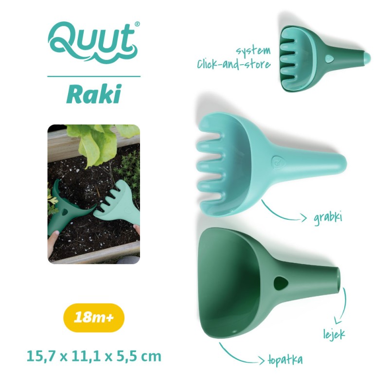 Zestaw łopatka + grabki Raki Garden Green Quut