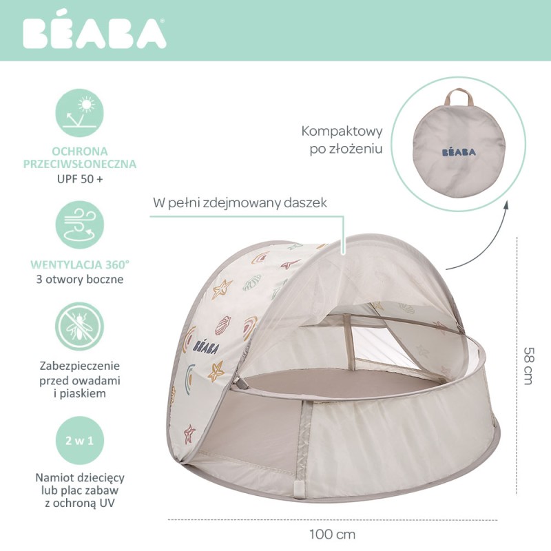 Namiot plażowy kompaktowy Breezynest UV UPF 50+ Beaba