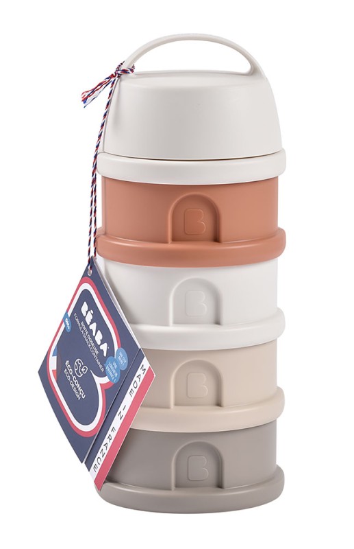 Pojemniki na mleko w proszku 4 komory cotton white/terracotta Beaba