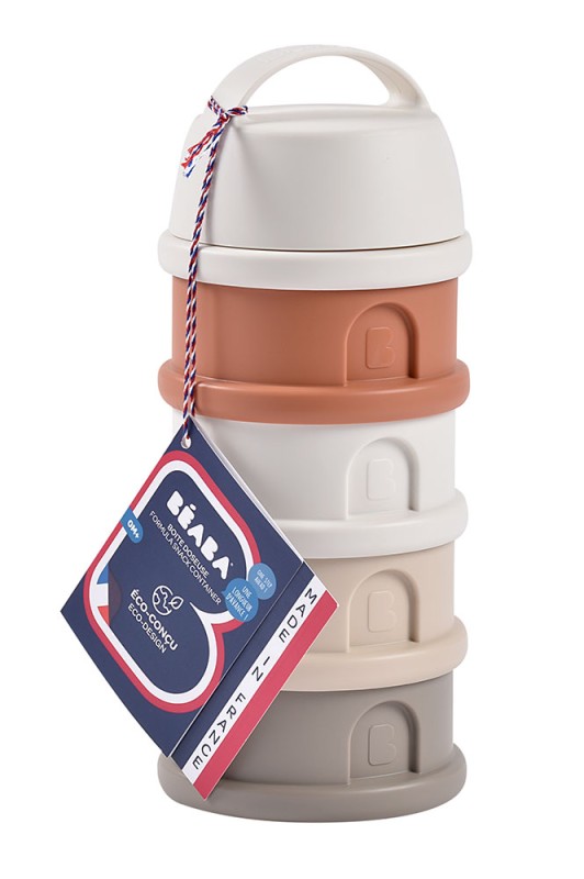 Pojemniki na mleko w proszku 4 komory cotton white/terracotta Beaba