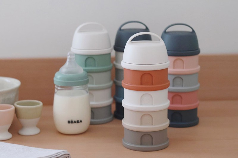 Pojemniki na mleko w proszku 4 komory cotton white/terracotta Beaba