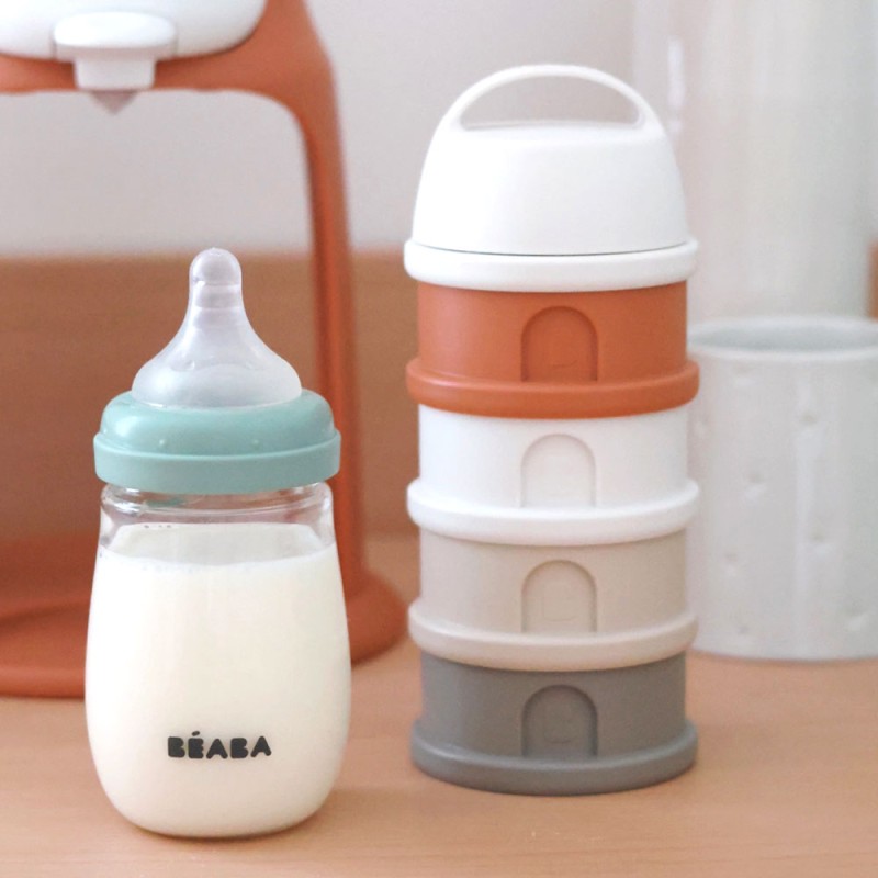 Pojemniki na mleko w proszku 4 komory cotton white/terracotta Beaba