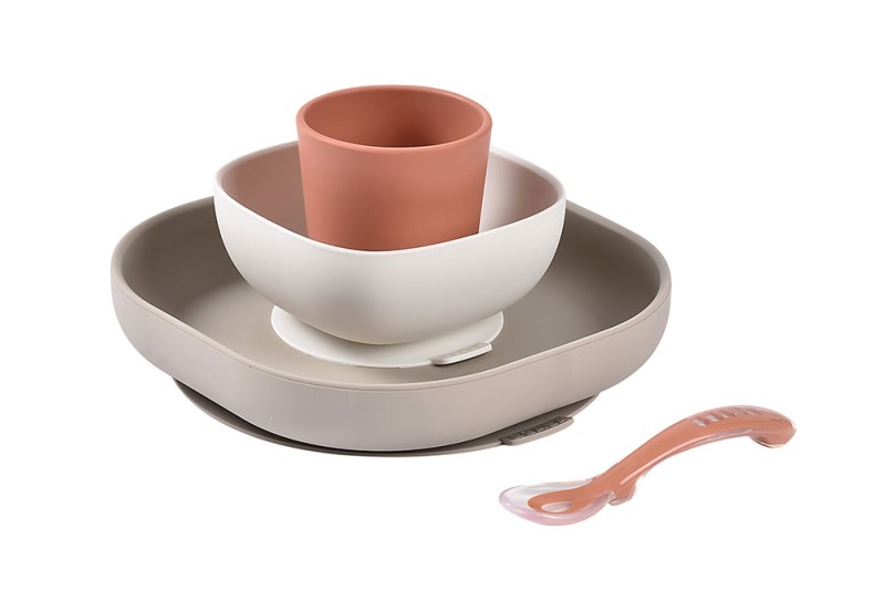 Komplet naczyń z silikonu z przyssawką Terracotta Beaba
