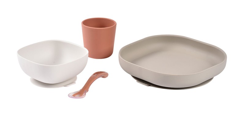 Komplet naczyń z silikonu z przyssawką Terracotta Beaba