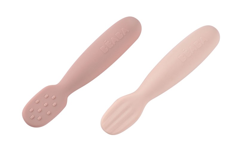 Zestaw 2 silikonowych pierwszych łyżeczek-gryzaków Cotton candy/sorbet Beaba