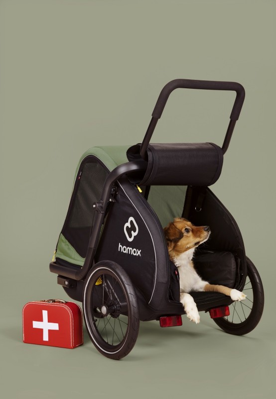 Przyczepka rowerowa dla psa - Pluto M do 35 kg - Green / Black Hamax