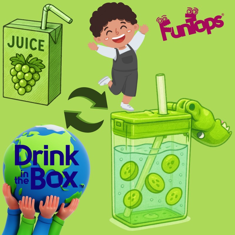 Bidon ze słomką dla dzieci Fun Tops T-Rex DRINK IN THE BOX