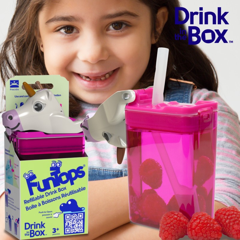 Bidon ze słomką dla dzieci Fun Tops Jednorożec DRINK IN THE BOX