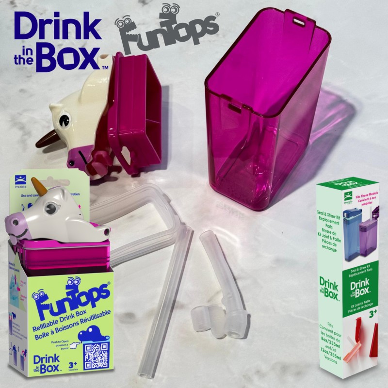 Bidon ze słomką dla dzieci Fun Tops Jednorożec DRINK IN THE BOX
