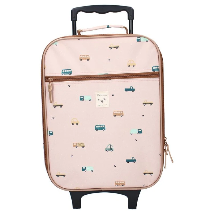 Walizka dla dzieci KIDZROOM Sweet Cars brown