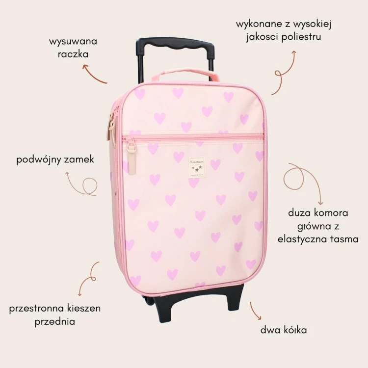 Walizka dla dzieci KIDZROOM Magical Heart pink