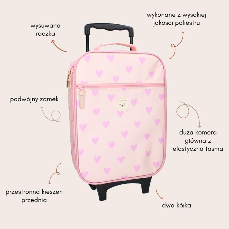 Walizka dla dzieci KIDZROOM Magical Heart pink