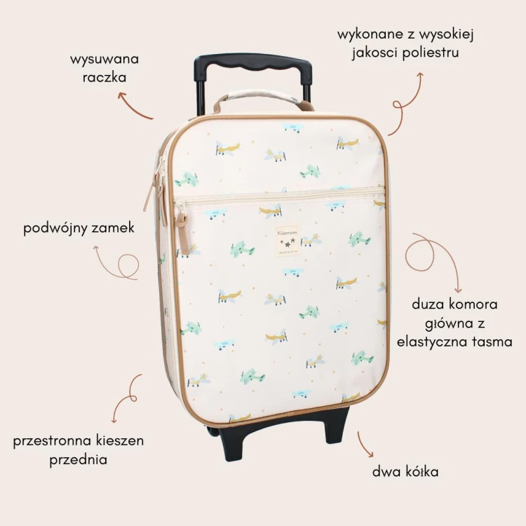 Walizka dla dzieci KIDZROOM Small Aeroplane Beige