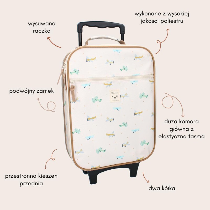 Walizka dla dzieci KIDZROOM Small Aeroplane Beige