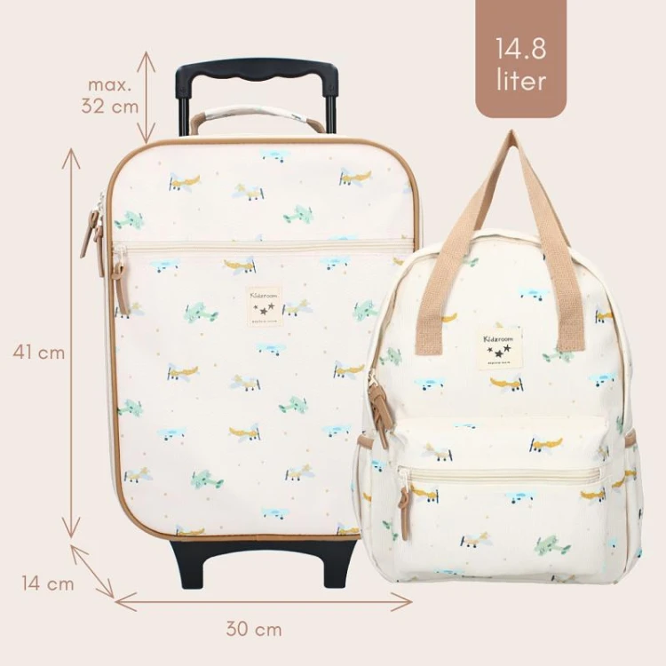 Walizka dla dzieci KIDZROOM Small Aeroplane Beige