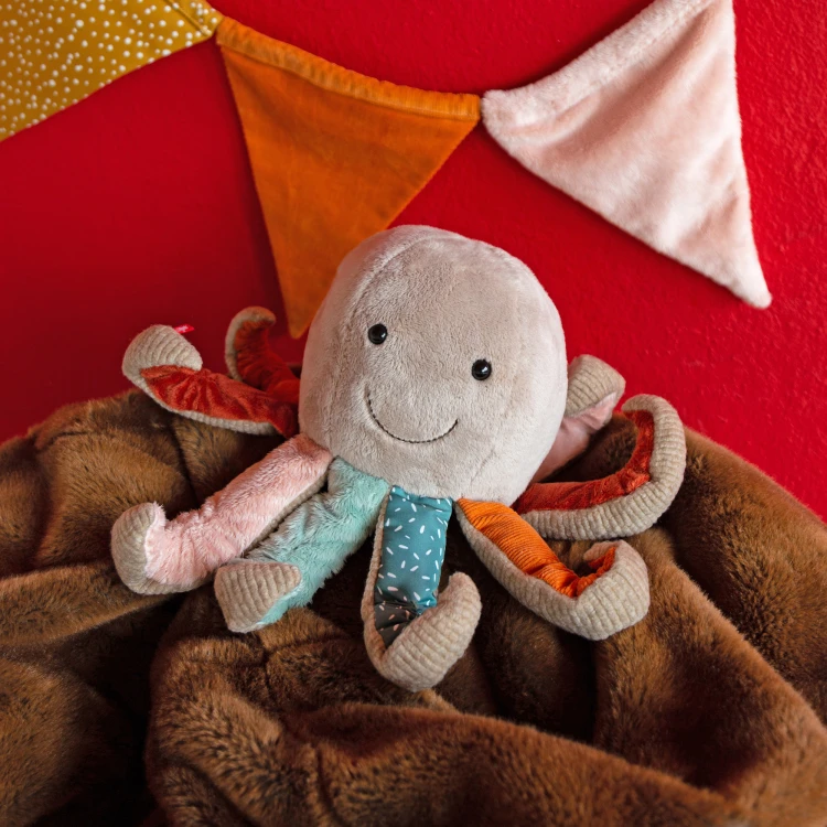 Pierwsza przytulanka Ośmiornica patchwork maskotka zabawka dzieci sigikid