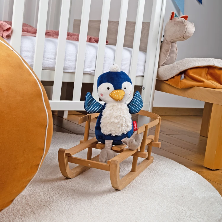 Pierwsza przytulanka Pingwin patchwork maskotka zabawka dla dzieci sigikid