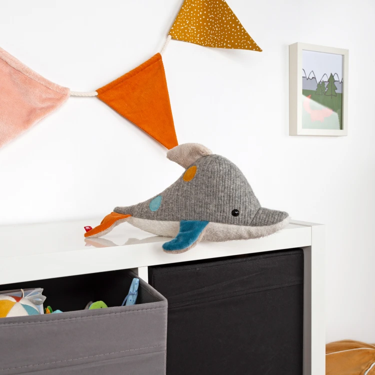 Pierwsza przytulanka Delfin patchwork maskotka zabawka dla dzieci sigikid