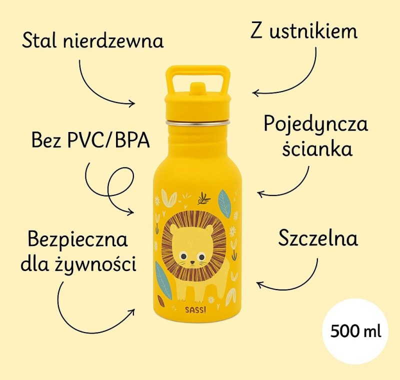 Butelka na wodę ze stali nierdzewnej 500 ml Lew SASSI