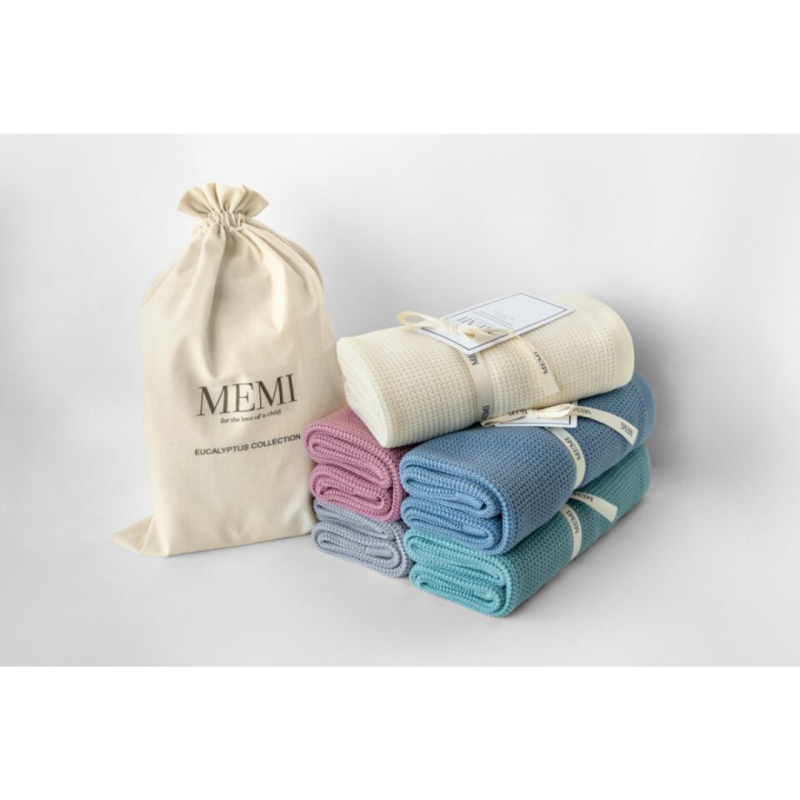 Lekki eukaliptusowy kocyk Dusty mint 80x100 Eco collection my memi