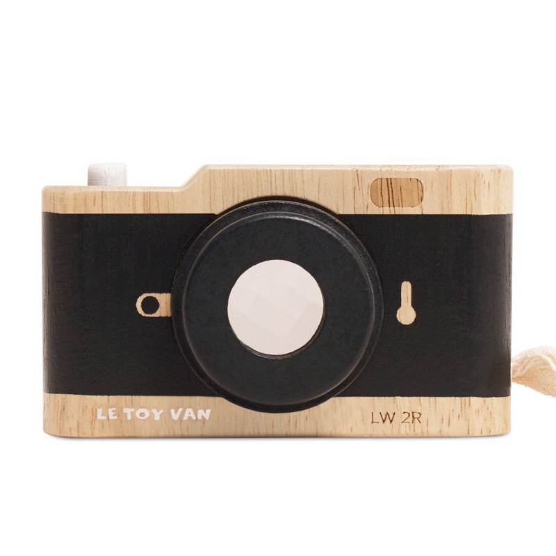 Drewniany aparat fotograficzny retro z kalejdoskopem zabawka Le Toy Van
