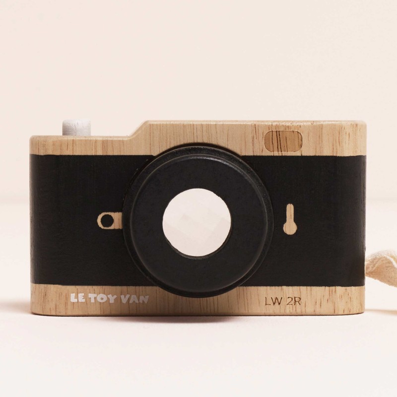 Drewniany aparat fotograficzny retro z kalejdoskopem zabawka Le Toy Van
