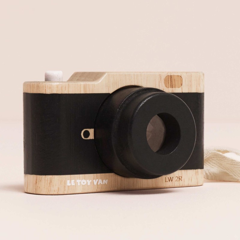 Drewniany aparat fotograficzny retro z kalejdoskopem zabawka Le Toy Van