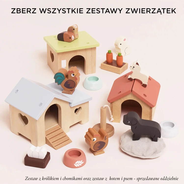 Drewniany kurnik zestaw, mebelki do domku dla lalek, zabawka, Le Toy Van