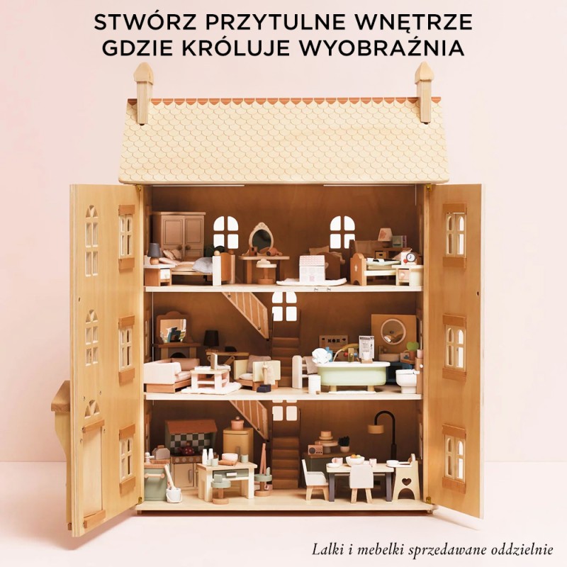 Naturalny drewniany domek dla lalek zabawka dla dzieci lalki Le Toy Van
