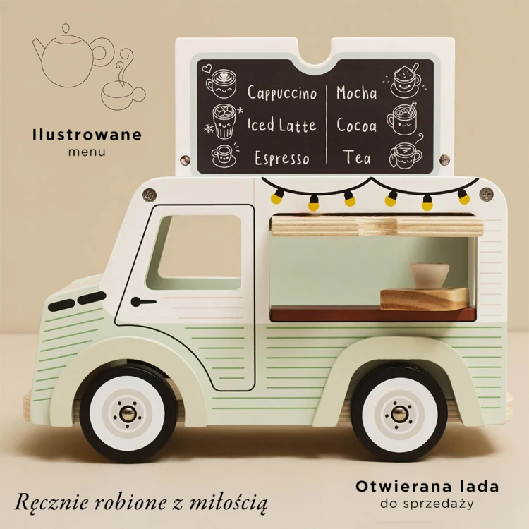 Drewniany samochód retro kawiarnia zabawka dla dzieci sklep kawa Le Toy Van