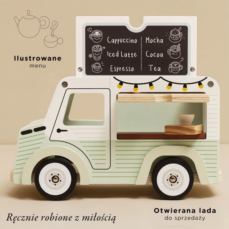 Drewniany samochód retro kawiarnia zabawka dla dzieci sklep kawa Le Toy Van
