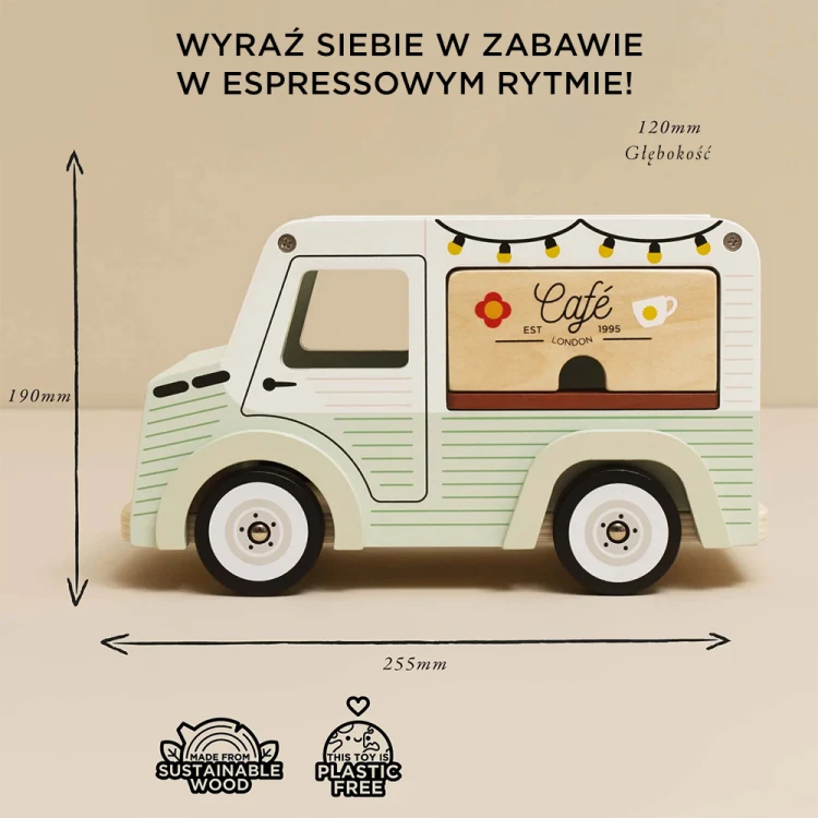 Drewniany samochód retro kawiarnia zabawka dla dzieci sklep kawa Le Toy Van